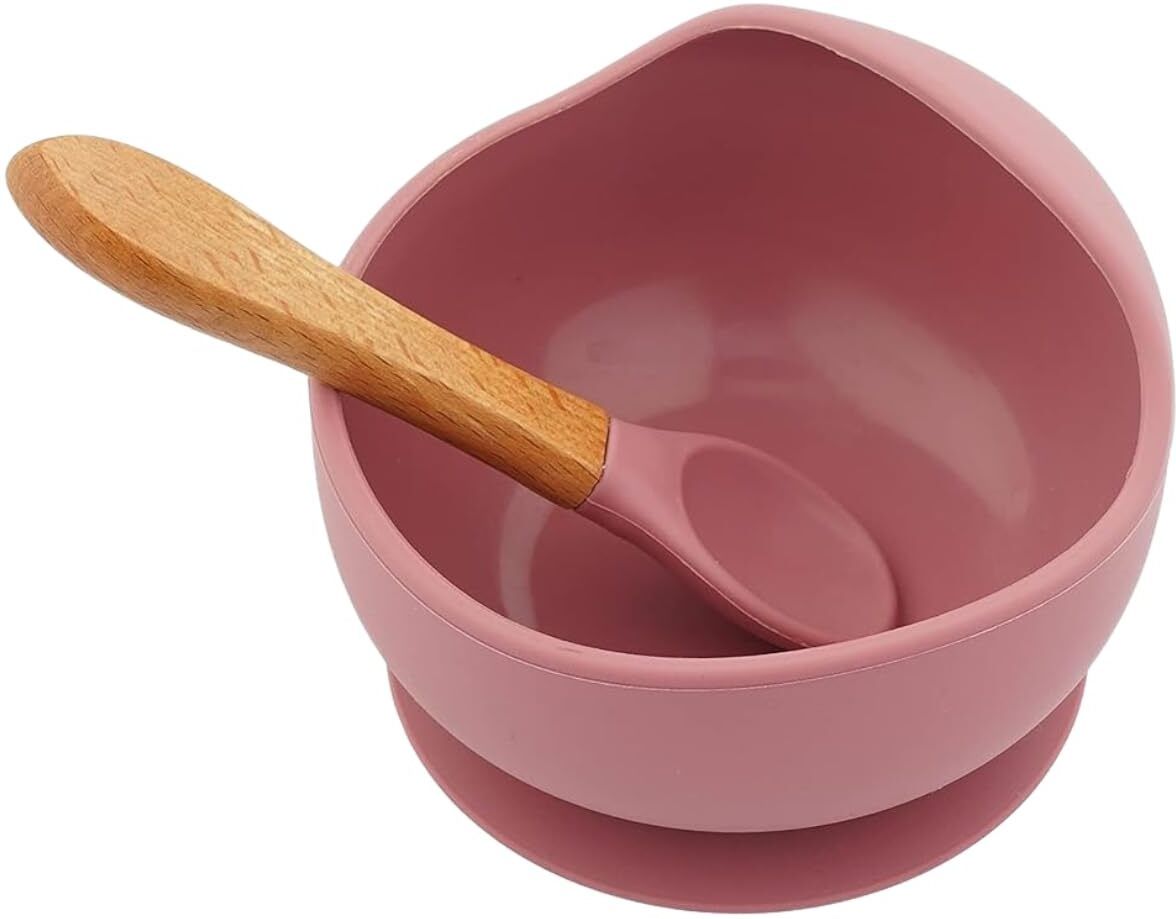 Silicone Baby Feeding Bowl with Spoon BPA Free Suction Spill Proof Set Pink - Food Grade Silicone-image-30