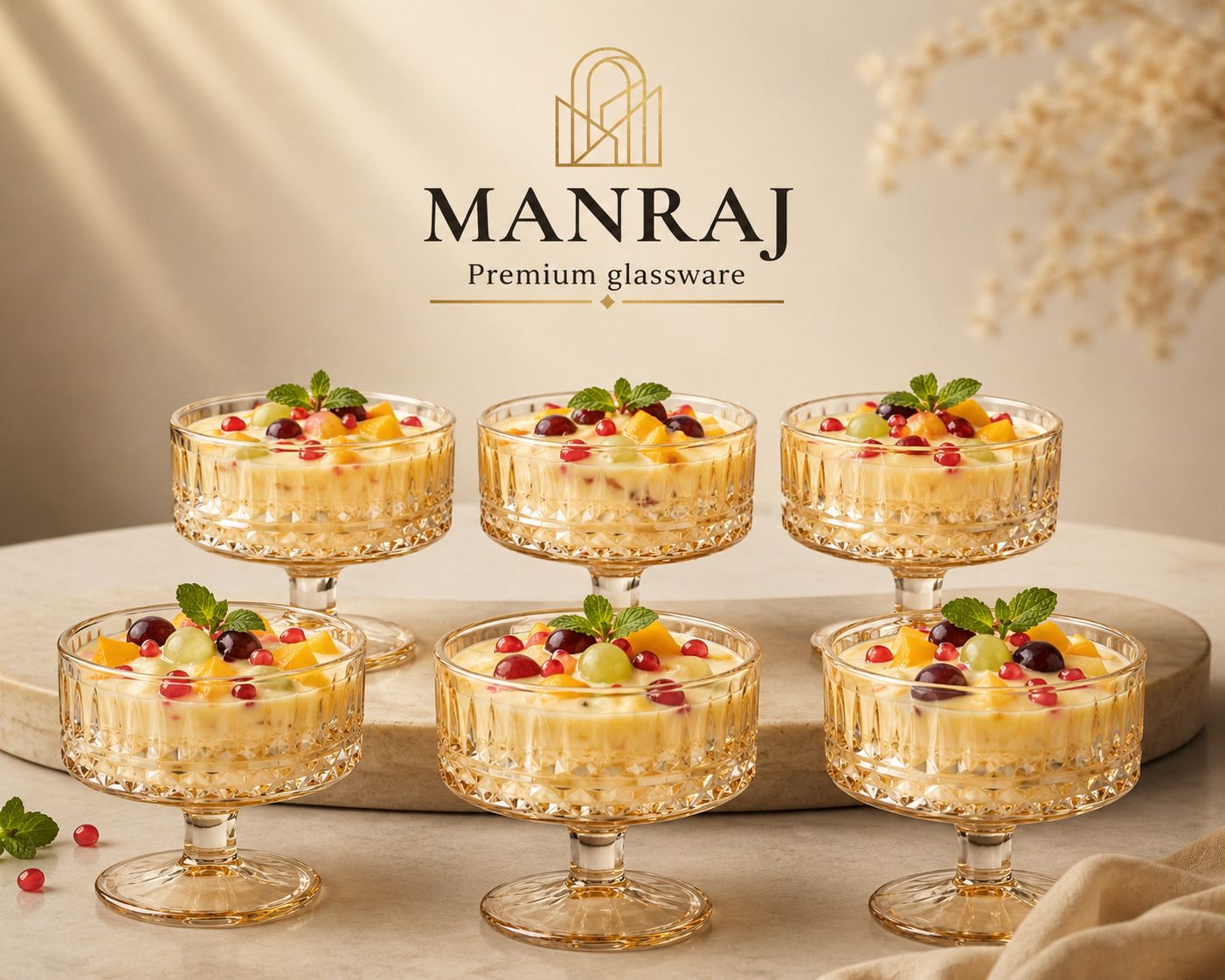 manraj Glass Dessert Bowl Set of 6 for Ice Cream Cup (180ml Each) - Dessert Bowls for Sweets & Pudding-picture-1