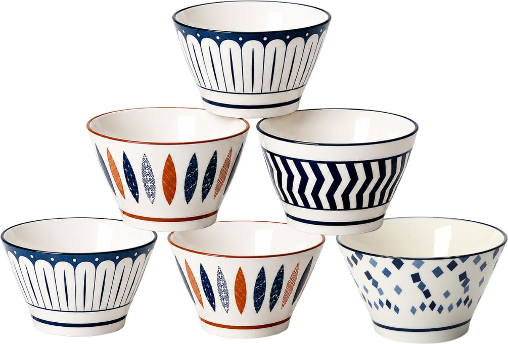Ceramic Soup Bowl Ceramic Serving Bowl Blue Pattern Japanese Style Bowls for Rice Noodles Salad-image-5