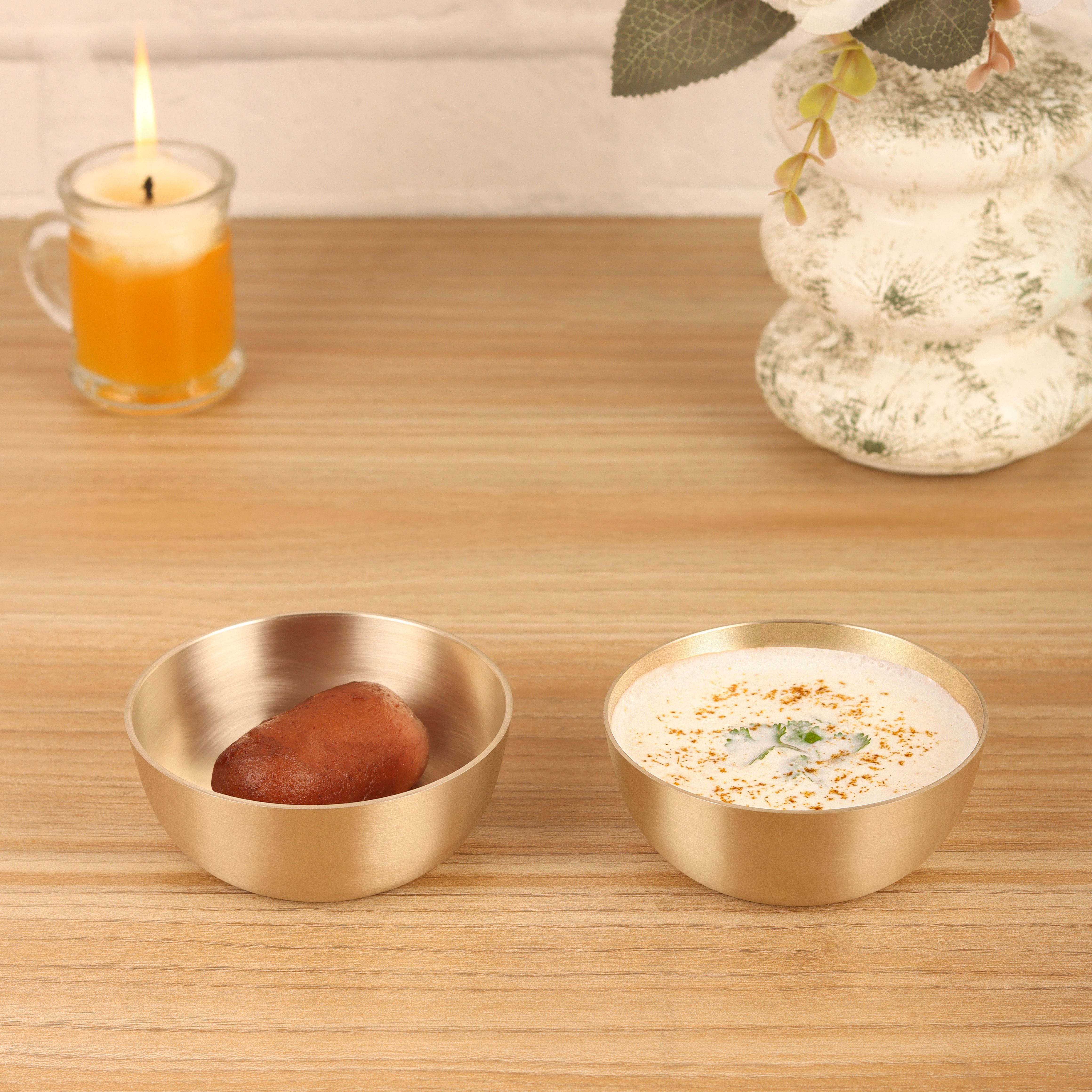 Bronze Serving Bowl pure kansa bronze katori solid bowl for multy purpose 150 ml 9 cm 140 gm 2 pc Disposable-image-42