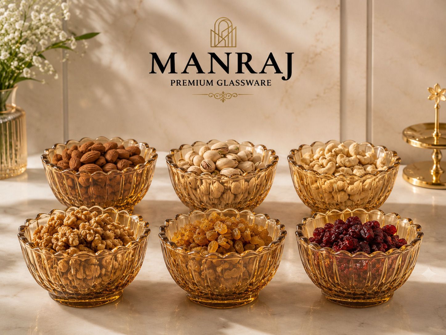 manraj Glass Serving Bowl Set of 6 for Dessert, Dips, Nuts & Snacks Bowls (170ml Each) for Mixing, Storing-picture-2