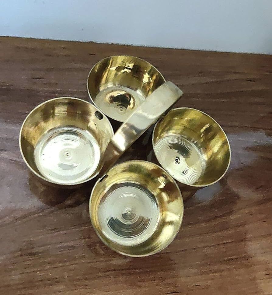 Brass Storage Bowl Pure Brass Chokda Katori for Pooja Thali Roli Haldi Kumkum Akshat-image-11