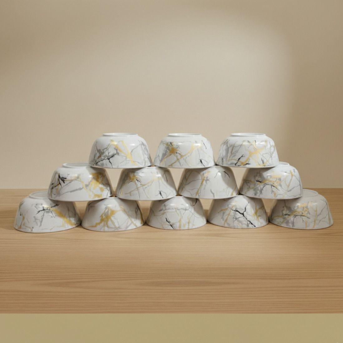Melamine Serving Bowl Premium Heavy Melamine Bowl Set Golden Design High-Gloss Bowls Disposable-image-24