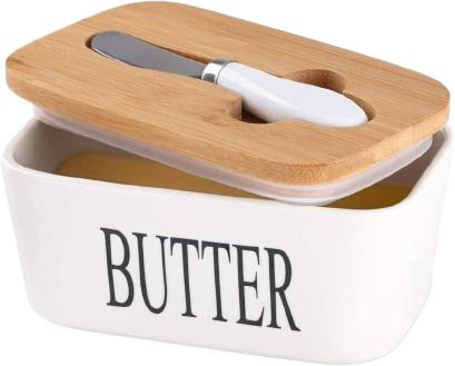 zeekty Ceramic Butter Dish Box Container Cheese Server Storage Keeper Tray With Lid Butter Dish, Bowl, Dish Serving Set-picture-20