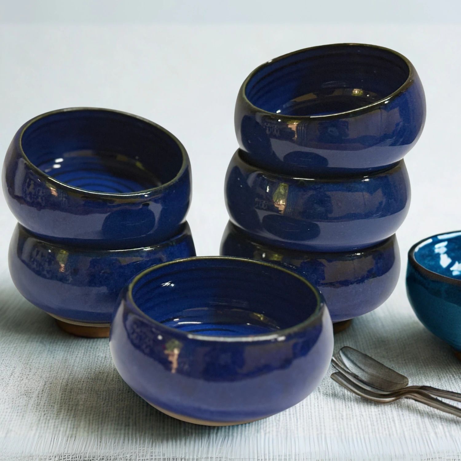 Ceramic Mixing Bowl Ocean Blue Ceramic Bowls – Handcrafted Ceramic Serving Bowls, Set of 6-image-44