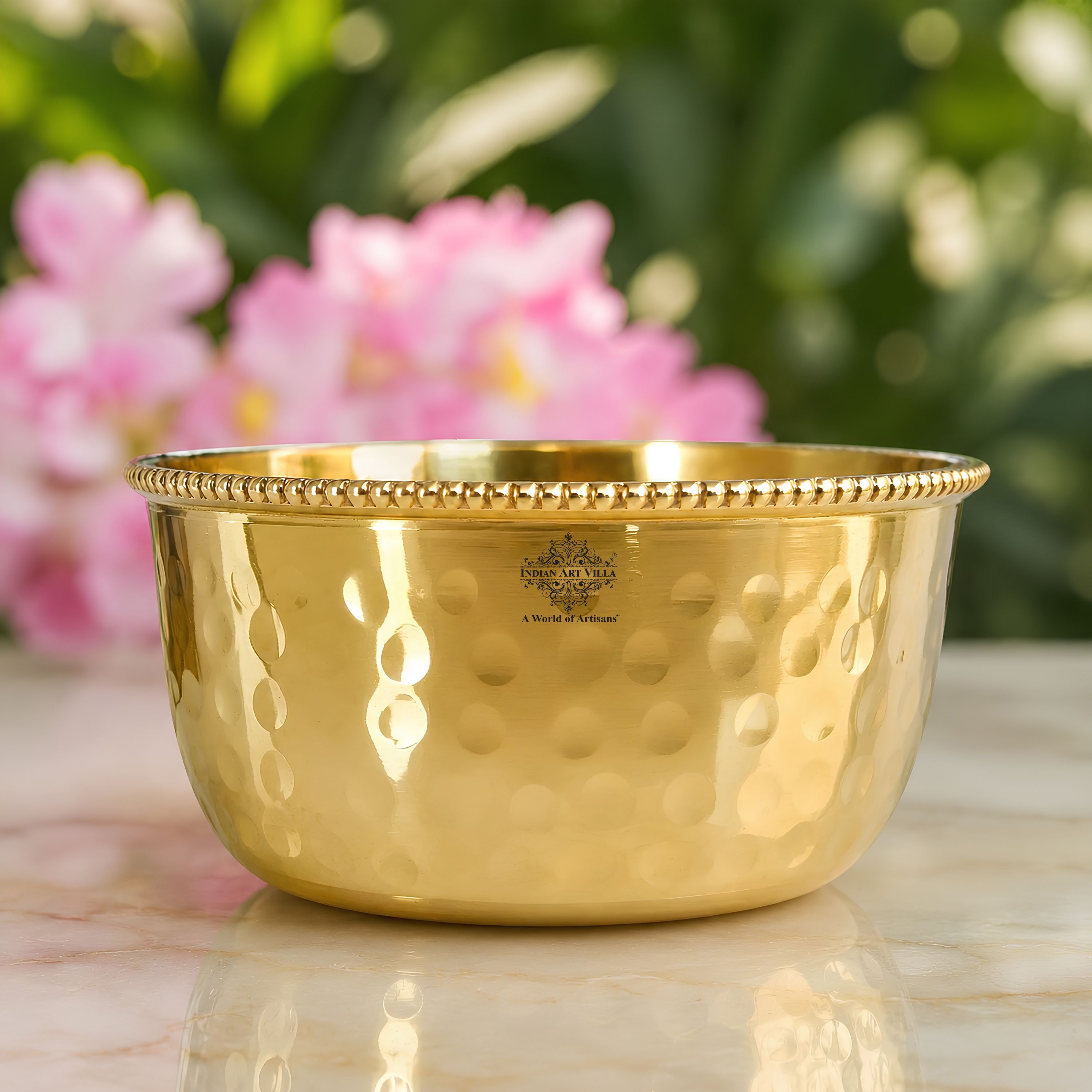 brass serving bowl 150 ml brass hammered design bowl with beaded rim for serving and dining