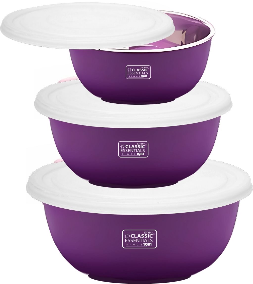Stainless Steel Storage Bowl Microwave Safe Mixing Bowl Set Of 3 Purple (500ml, 750ml,1250ml),-image-24