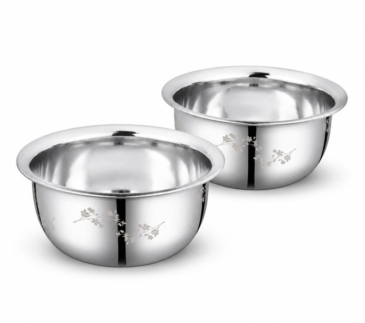 Stainless Steel Serving Bowl Serving Bowls Set of 2, 200 ml Daisy Laser Print, Microwave Safe, Durable-image-6