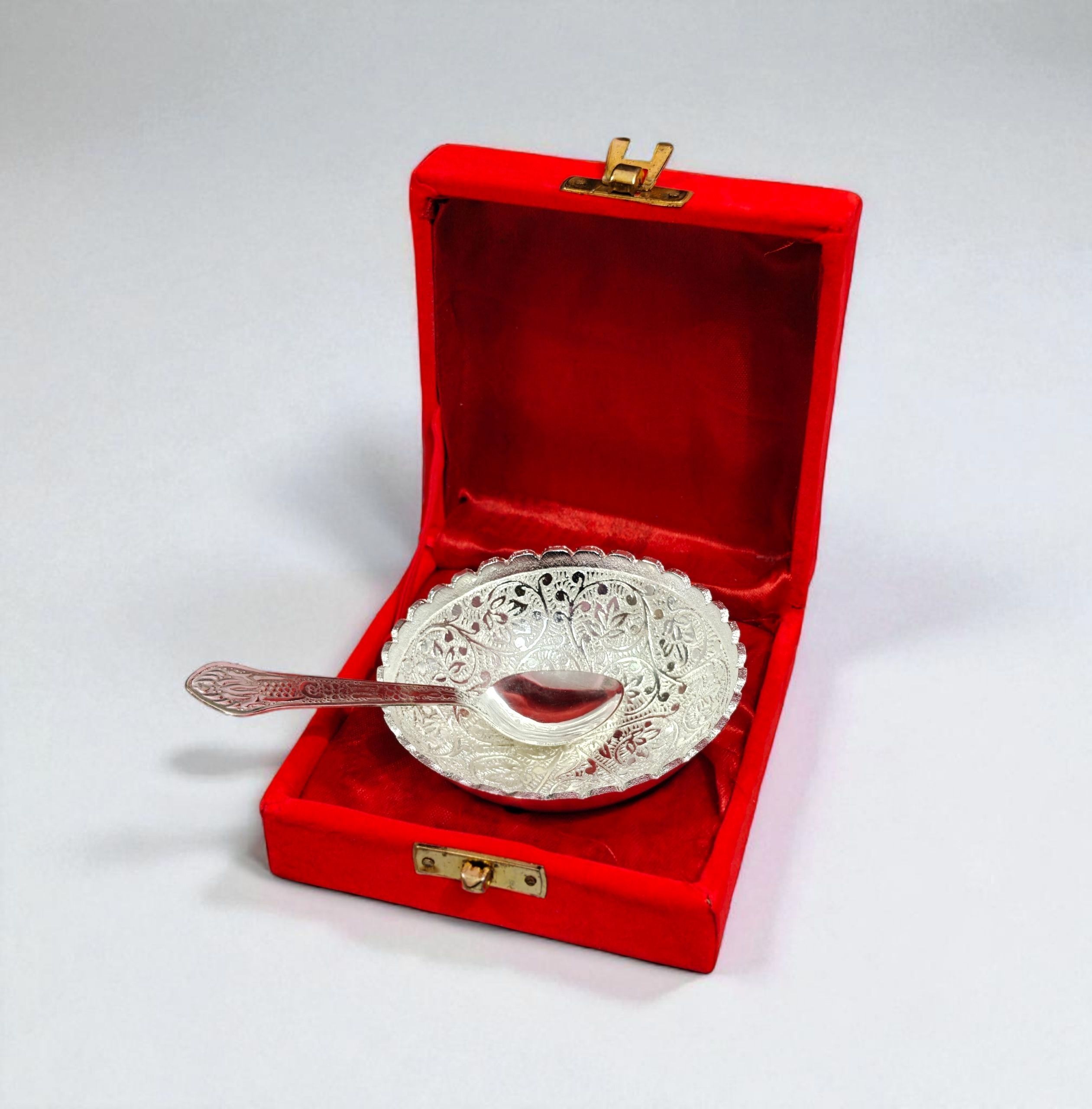 Aluminium Decorative Bowl Silver bowl with spoon