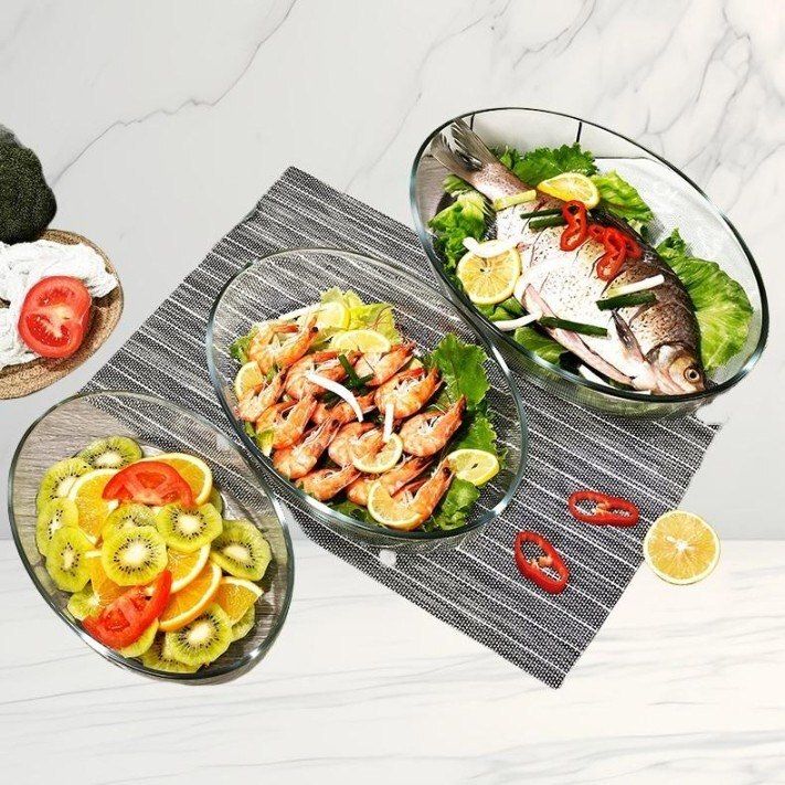 Glass Serving Bowl Glass Oval Baking Dish Oven Freezer Safe Heat-Resistant Tray Cooking Bakeware Disposable-image-21