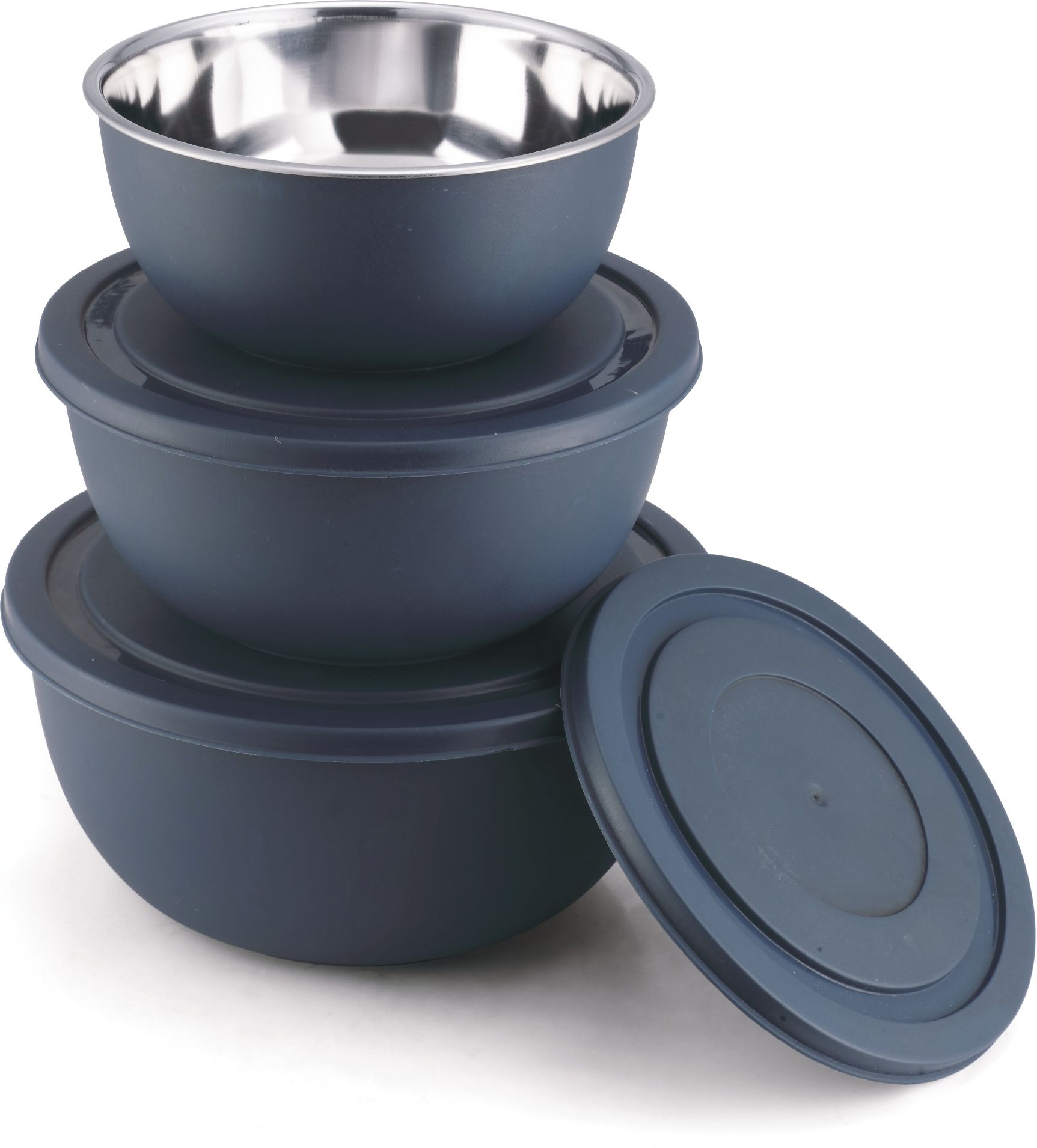 Stainless Steel Storage Bowl Microwave Safe Mixing Bowl Set Of 3 Navy Blue (500ml, 750ml,1250ml),-image-18