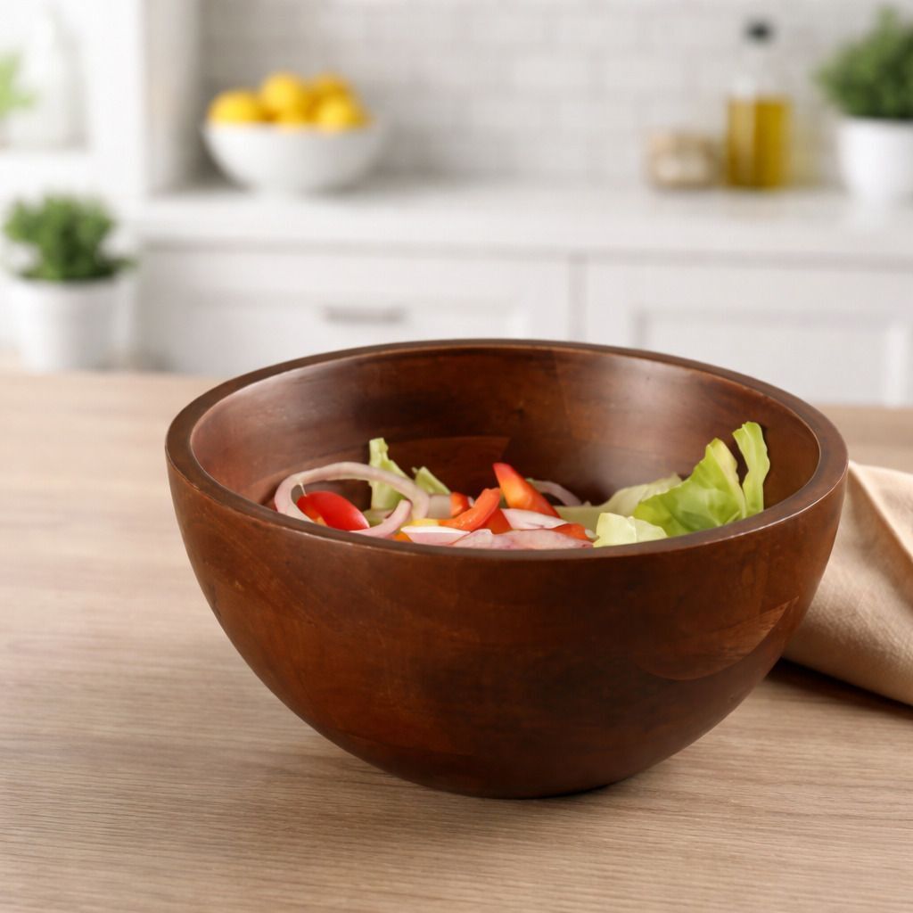 Wooden Pasta Bowl Wooden Decorative Bowl Mango Serving Home, Kitchen & Office, (Pack of 1,)-image-28