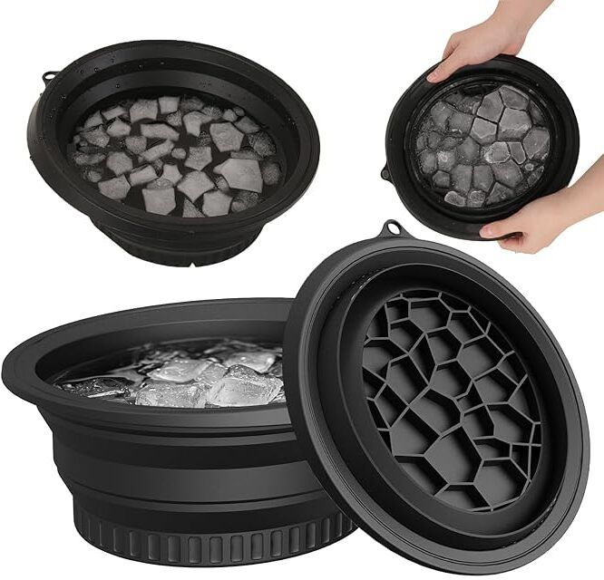 puno 1 L Silicone Silicone Face Bowl for Ice with Built-In Ice tray Ice Bucket-picture-25