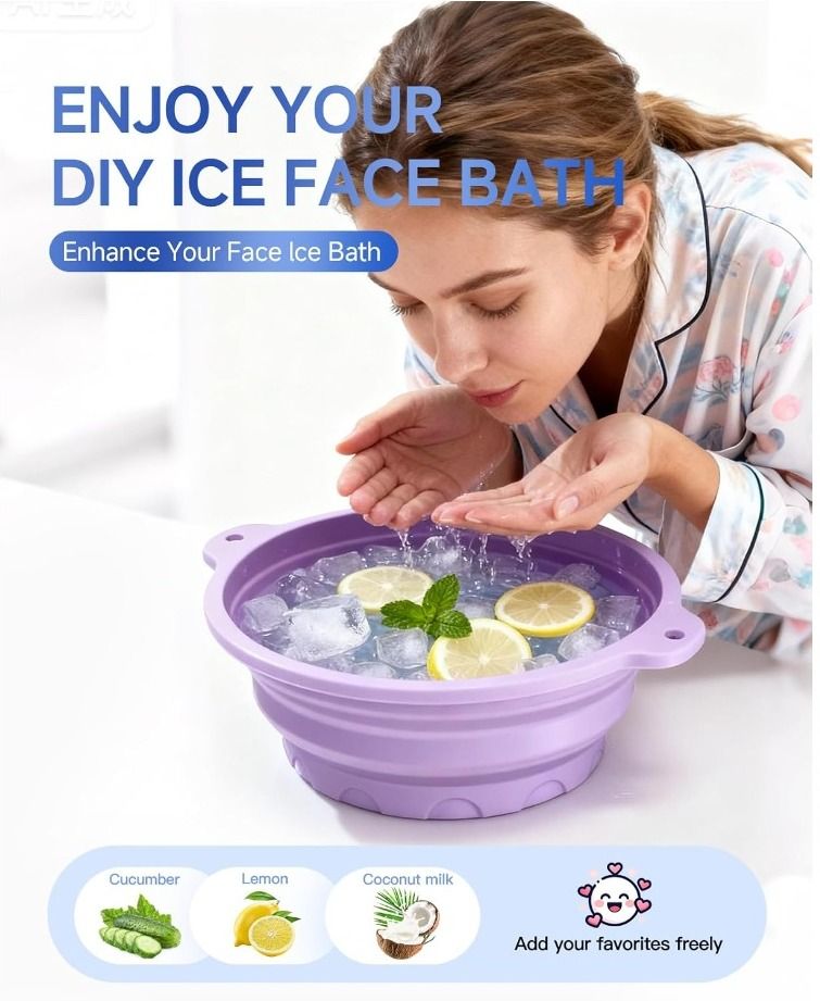 Silicone Massage Bowl Face Bowl for ice with Built in Ice Tray Collapsible Silicon Facial Bowl-image-16