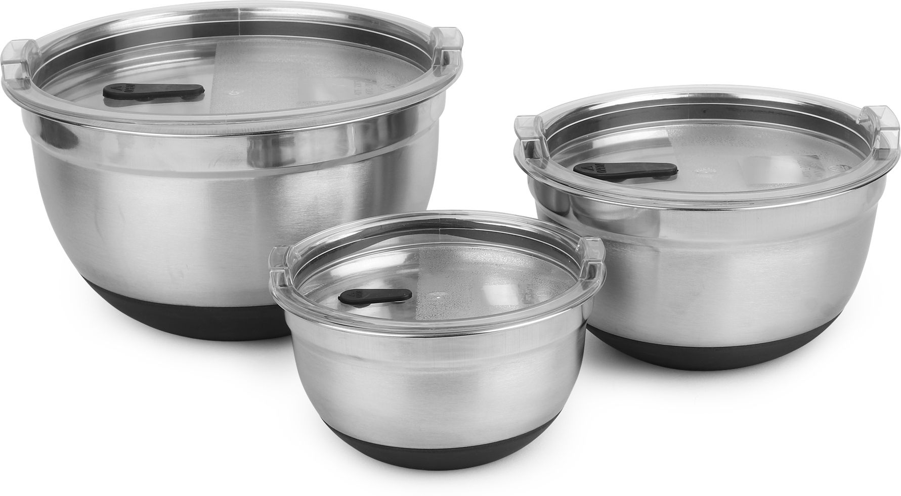 Stainless Steel Mixing Bowl Serving Bowl with lid 3 pc mixing with lid-image-3
