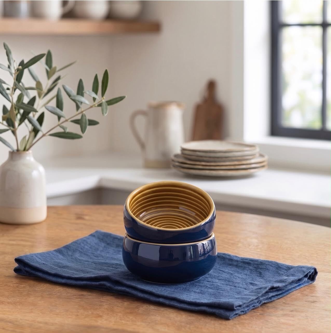 Ceramic Vegetable Bowl Freakway Indigo & Ocher Spiral Mini Ceramic Bowls (150 ml) Set of 2-image-8