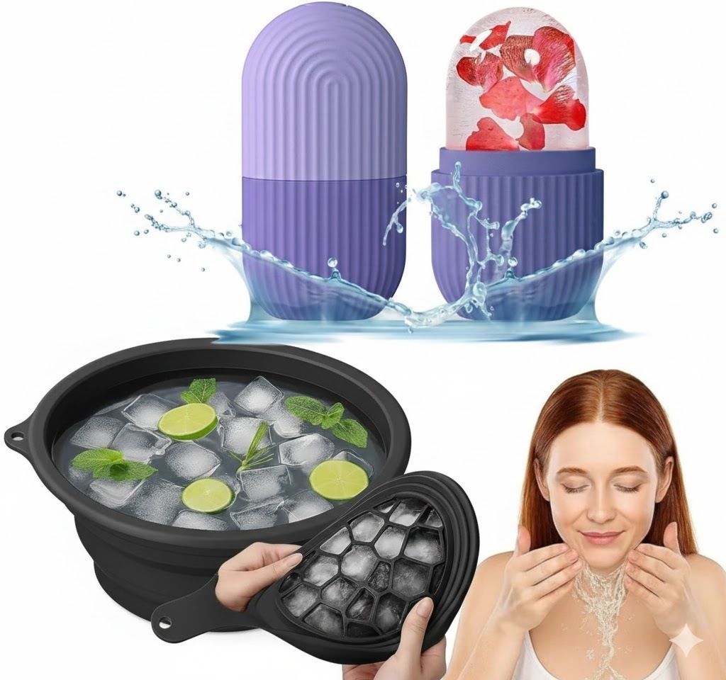Silicone Massage Bowl Ice Facial Bowl for Face Ice Bath,Cooling Wash Basin with Built-in Ice Tray-image-45