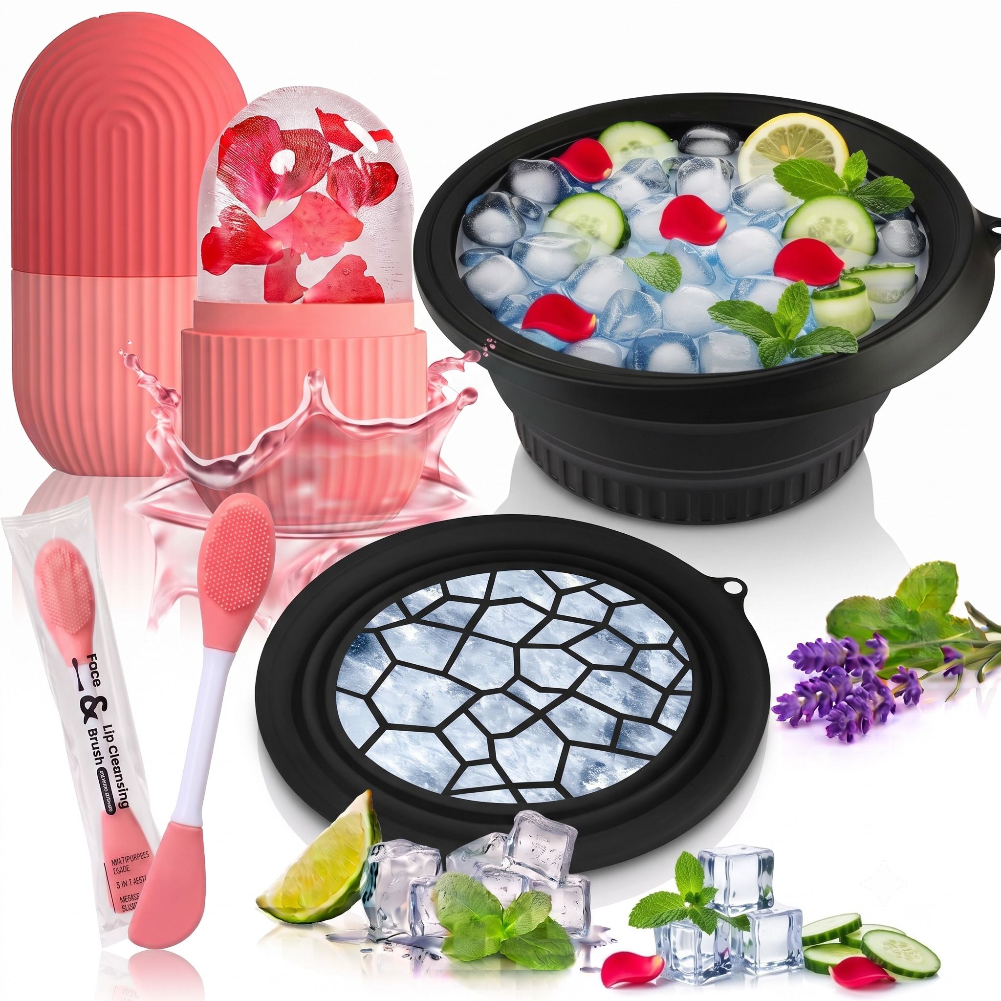 shyam creation Silicone Massage Bowl Premium Ice Facial Combo Set with Free Ice Roller | Skin Tightening & Minimizing-picture-31