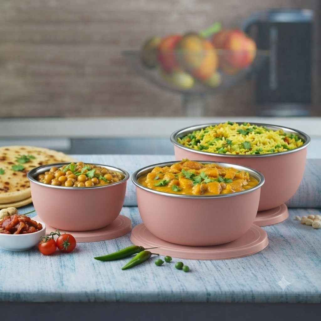 Plastic, Stainless Steel Serving Bowl-image-16