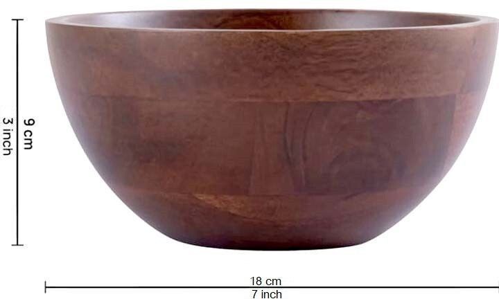 Wooden Pasta Bowl Wooden Decorative Bowl Mango Serving Home, Kitchen & Office, (Pack of 1,)-image-27