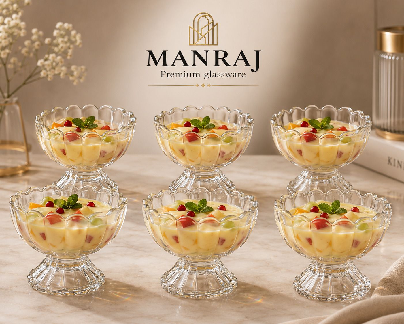 manraj Glass Dessert Bowl Set of 6 for Ice Cream Cup (140ml Each) - Dessert Bowls for Sweets & Pudding-picture-4