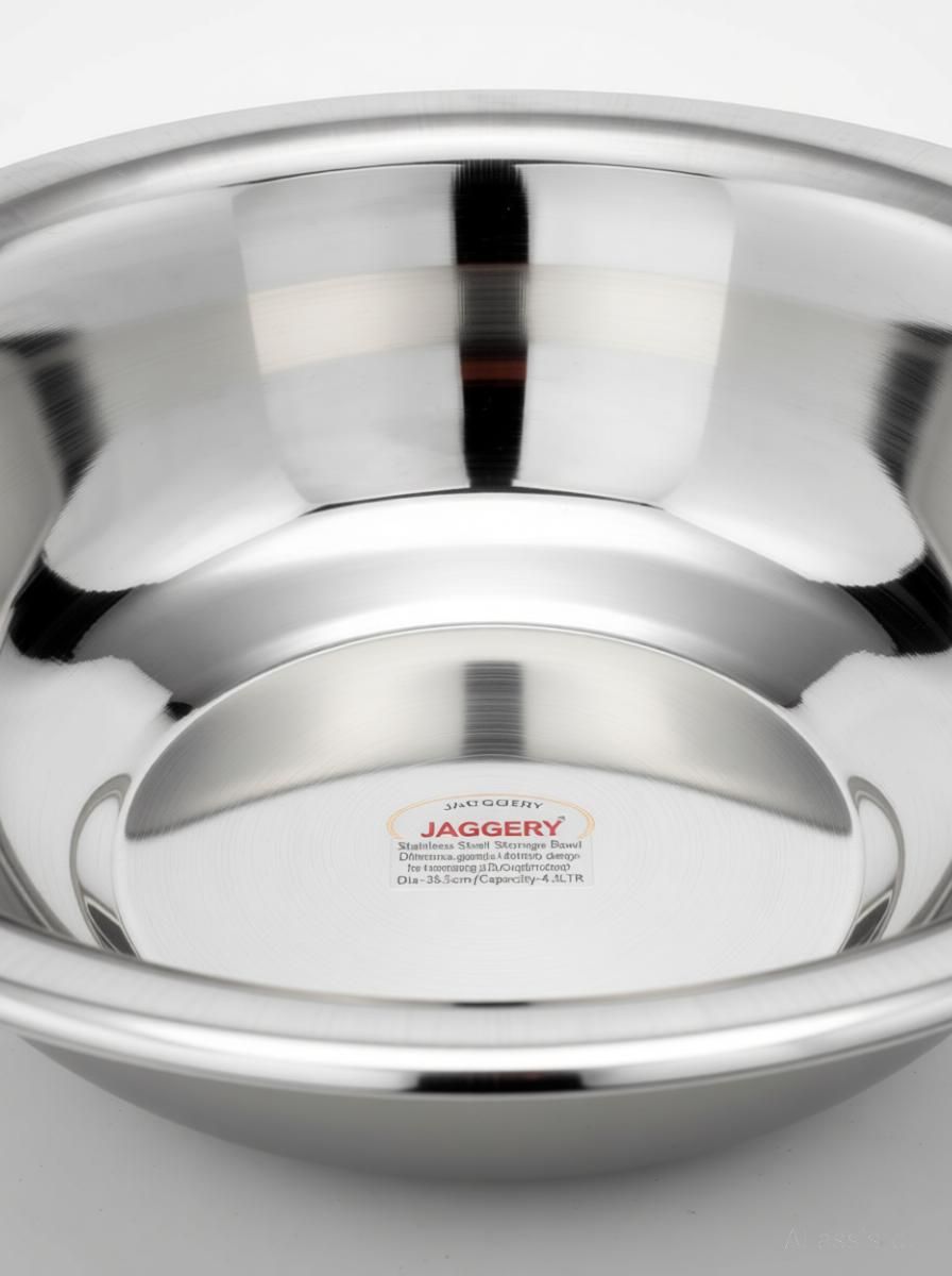 Stainless Steel Storage Bowl Dhhama,gamla,kathot,deep Bowl for kneading Dough(Dia -35.5cm,Capacity-4.5LTR)-image-2