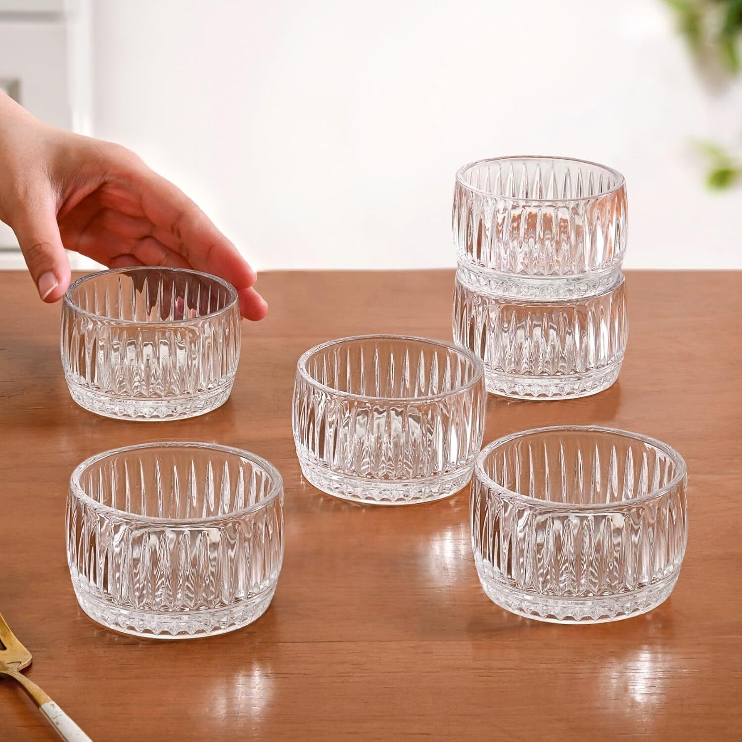 rhrcreation Glass Serving Bowl Glass Bowl Set of 6 Clear Serving Bowls for Snacks, Ice Cream, Salads-picture-26