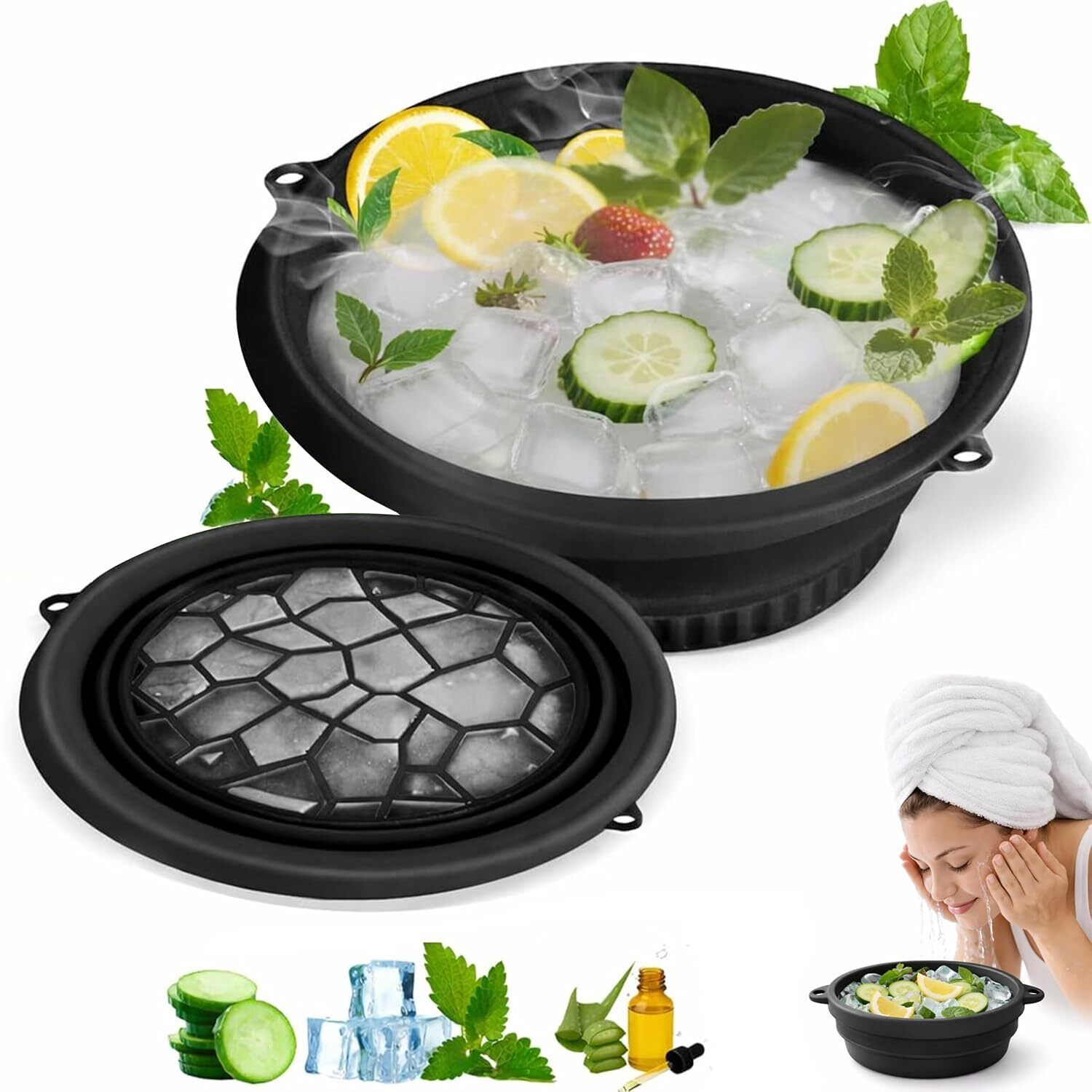 frekich Silicone Massage Bowl Face Bowl for Ice with Built-in Ice Tray-picture-19