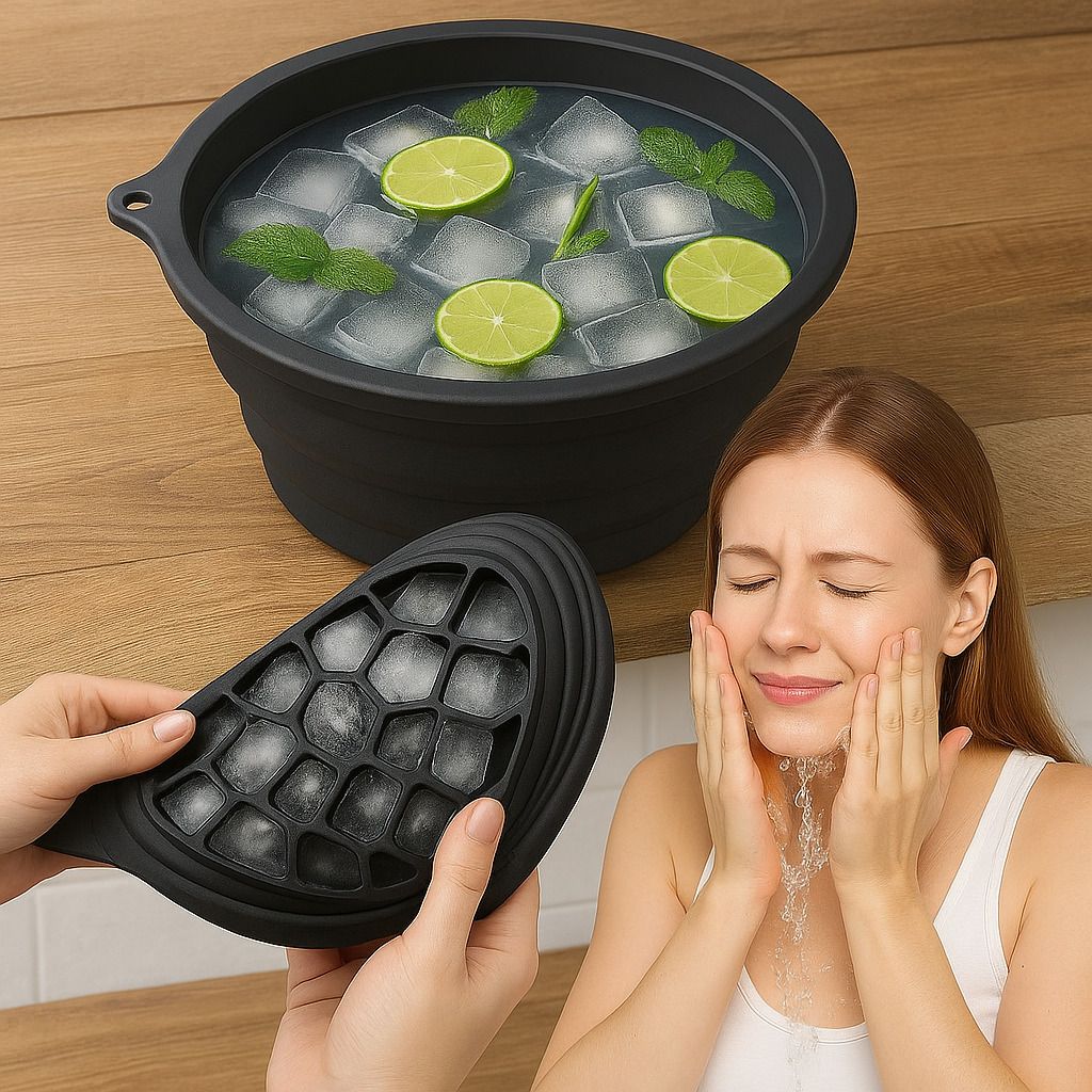 Silicone Massage Bowl Ice Bowl for Face Dip | Collapsible Silicone Ice Bath Bowl for Facial Therapy