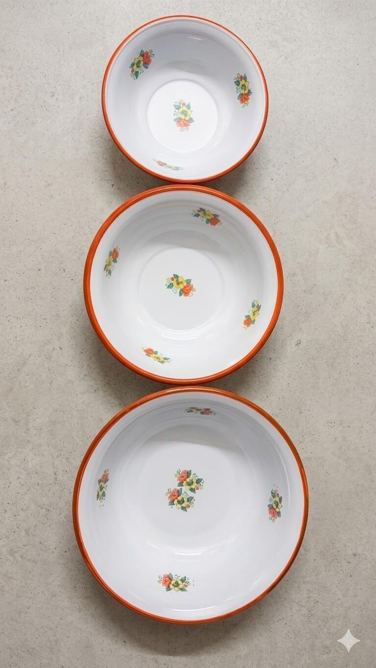Iron Serving Bowl Pack of 3 Serving Mixing Bowls-image-33