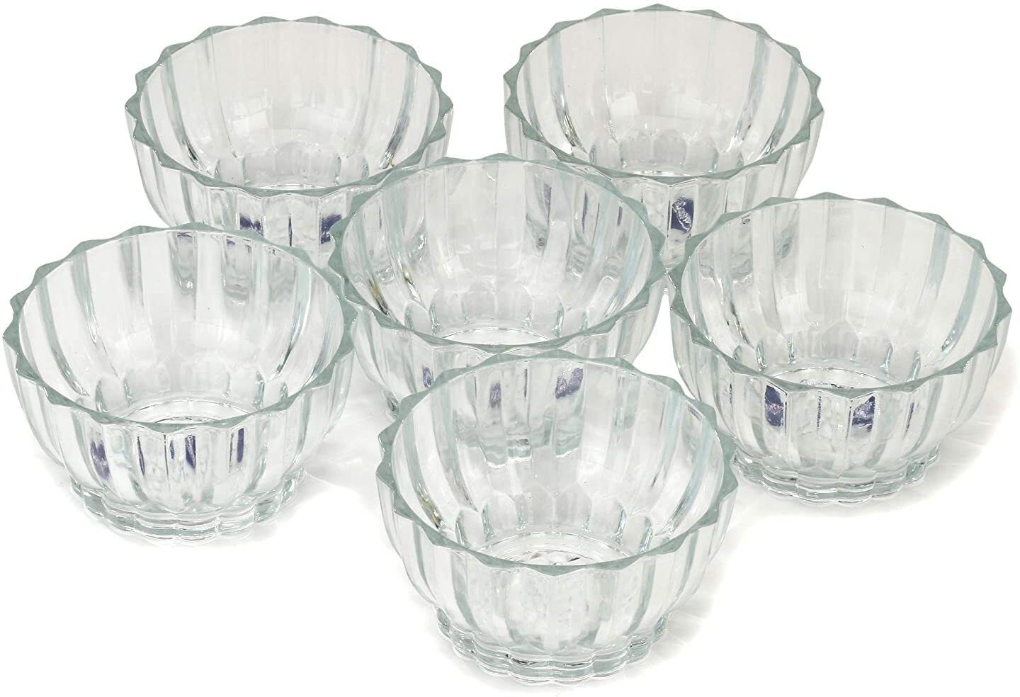 Glass Candy Bowl Glass Serving Bowl Crockware lotos Clear Bowl (Pack of 6, Clear) Disposable