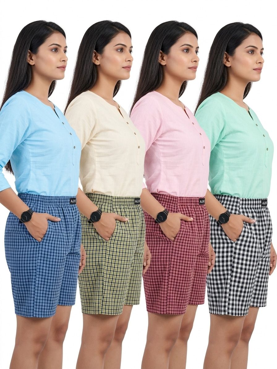 ajh fashion Pack of 4 Checkered Women Boxer-picture-47