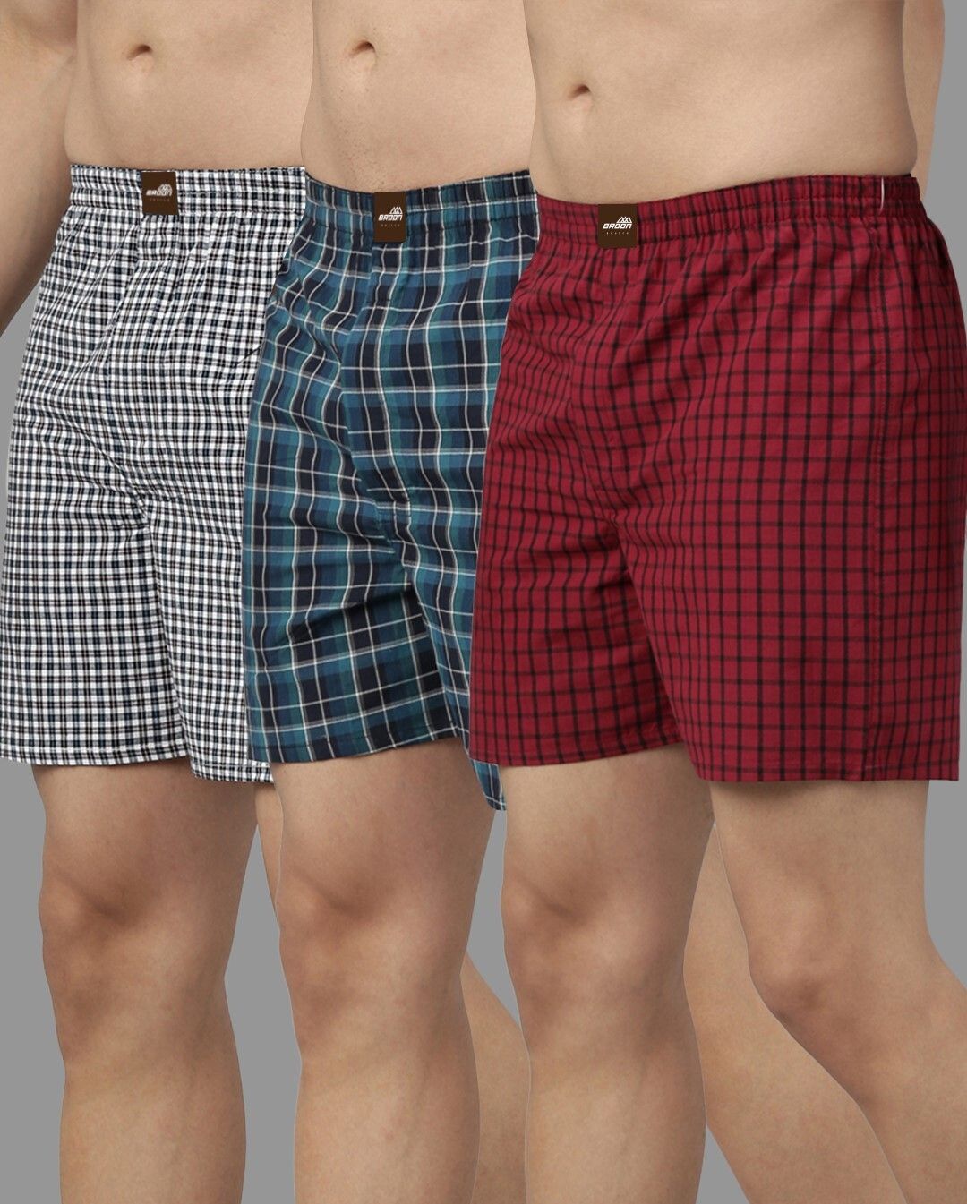 broon Pack of 3 Checkered Men Boxer-picture-28