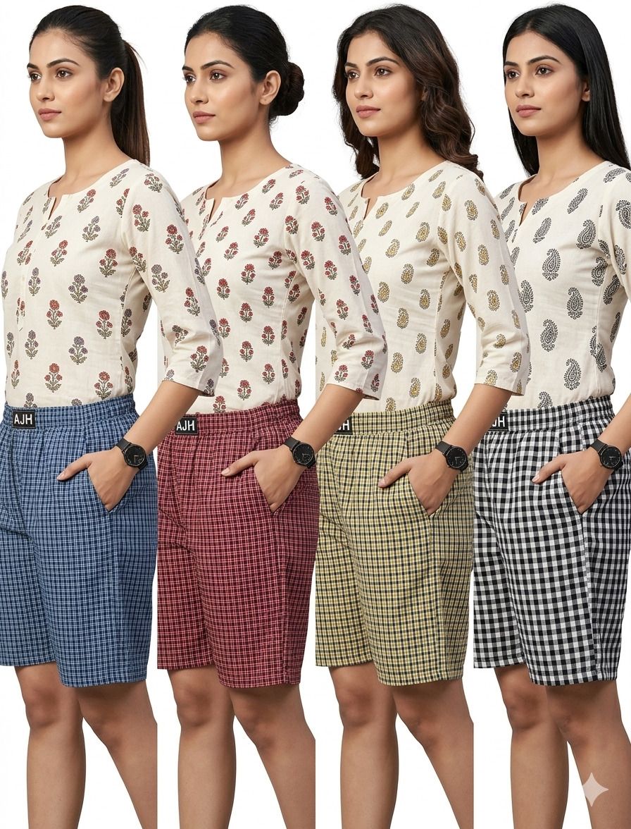 Pack of 4 Checkered Women Boxer-image-18
