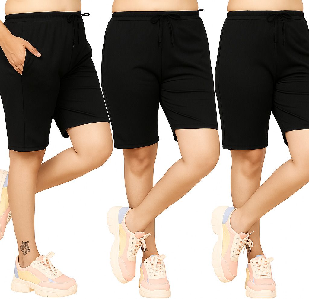 backtostyle Pack of 3 Solid Women Boxer-picture-13