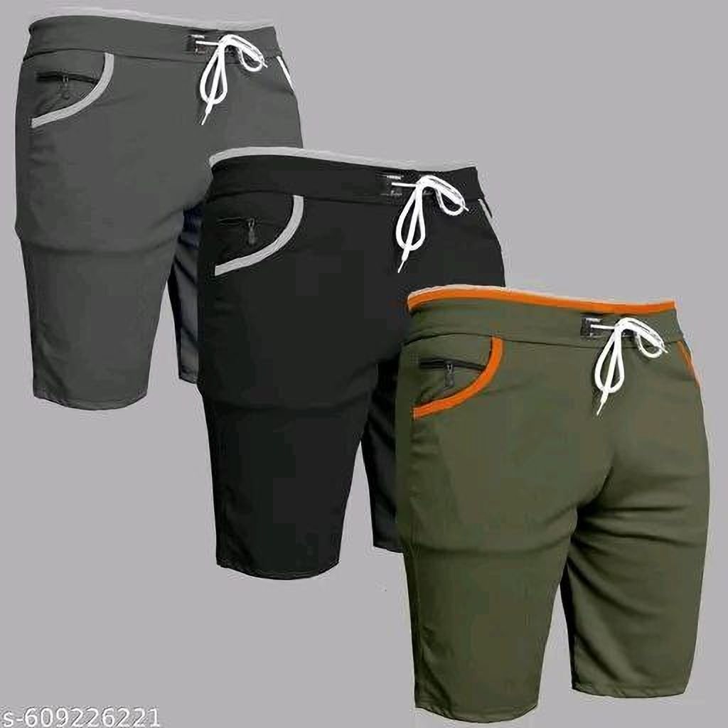 zeny enterprise Pack of 3 Self Design Men Multicolor Regular Shorts-picture-15