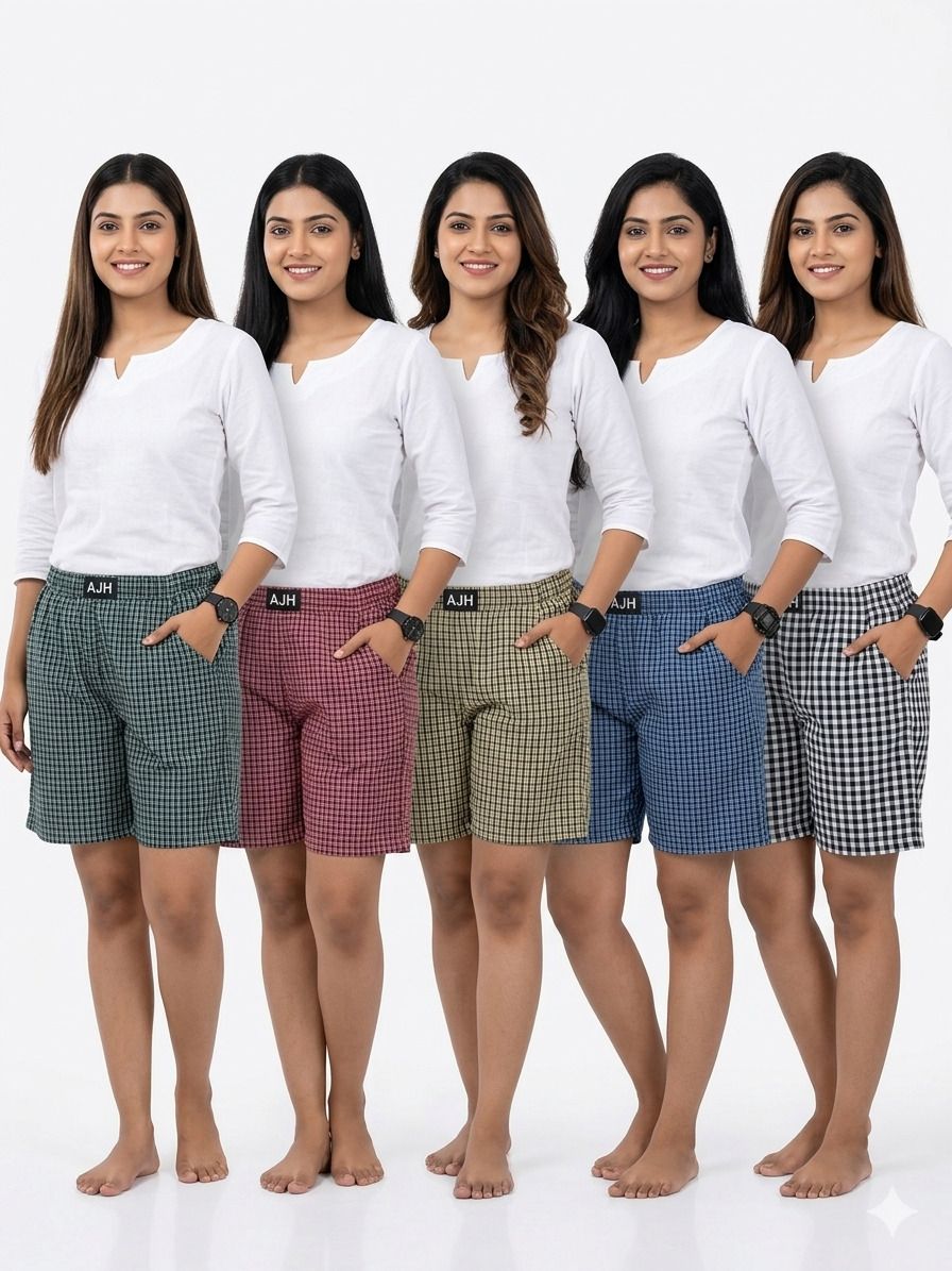 Pack of 5 Checkered Women Boxer-image-36