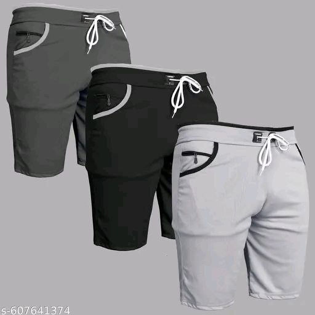zeny enterprise Pack of 3 Self Design Men Multicolor Regular Shorts-picture-12