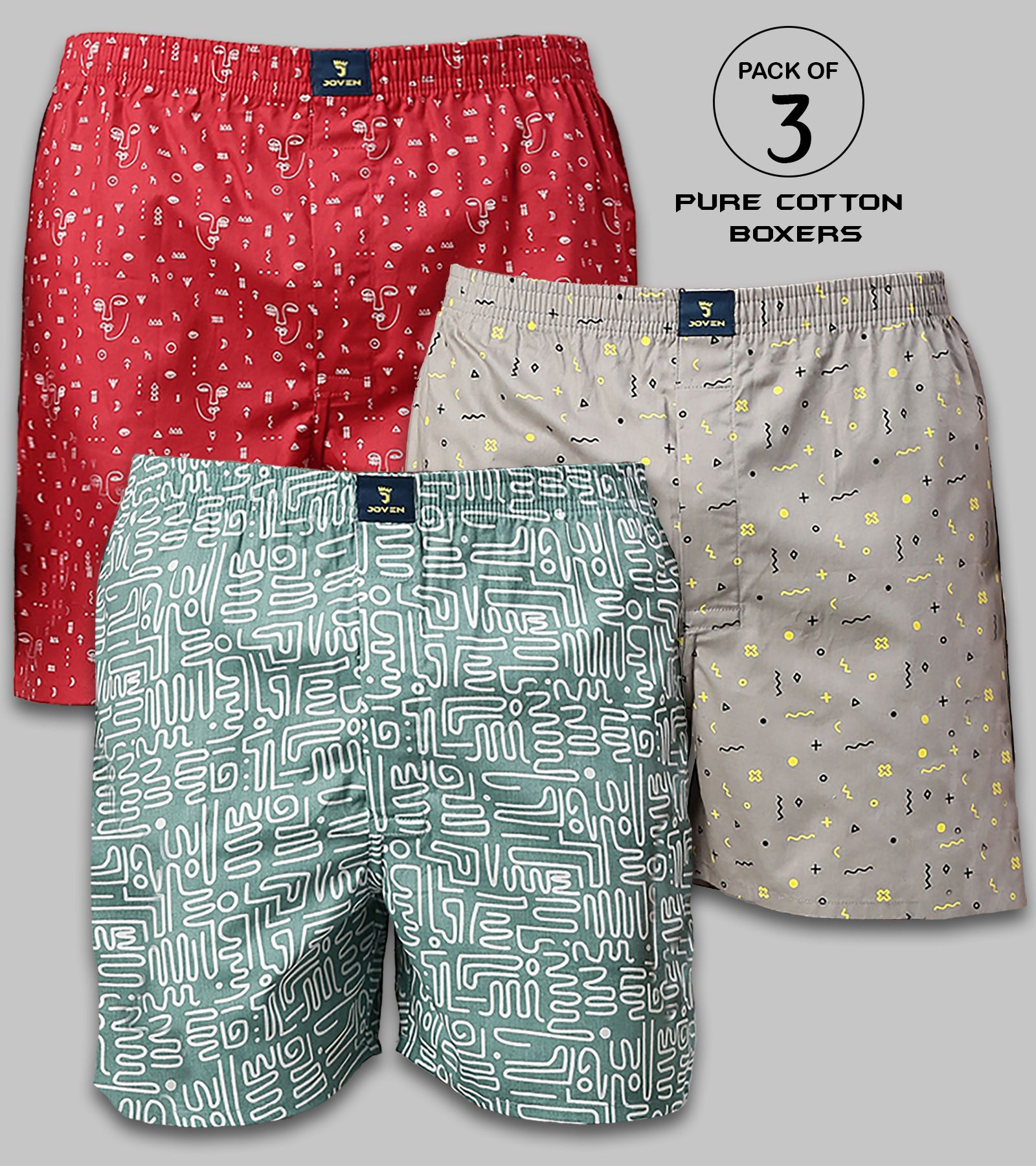 Pack of 3 Printed Men Boxer