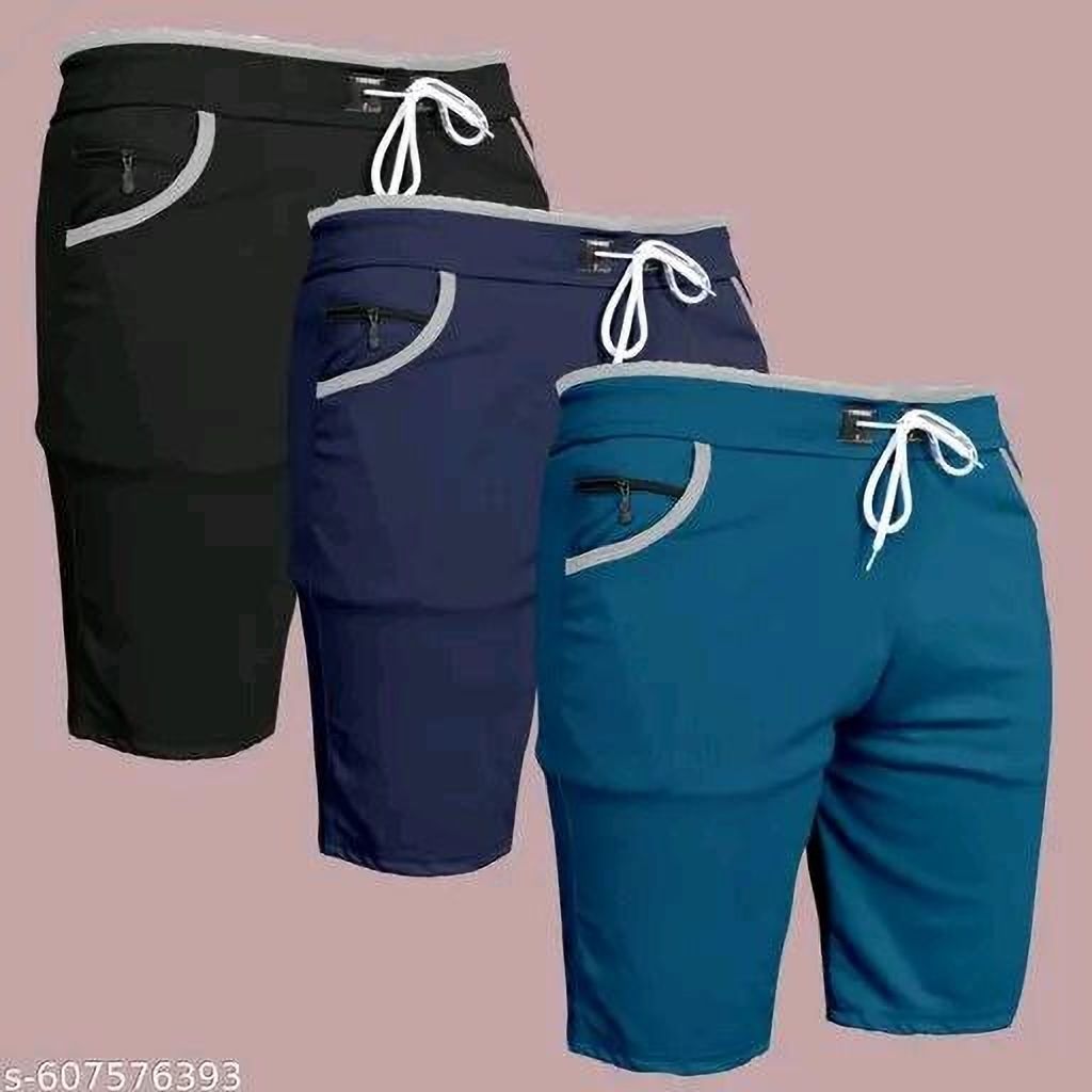 zeny enterprise Pack of 3 Self Design Men Multicolor Regular Shorts-picture-21