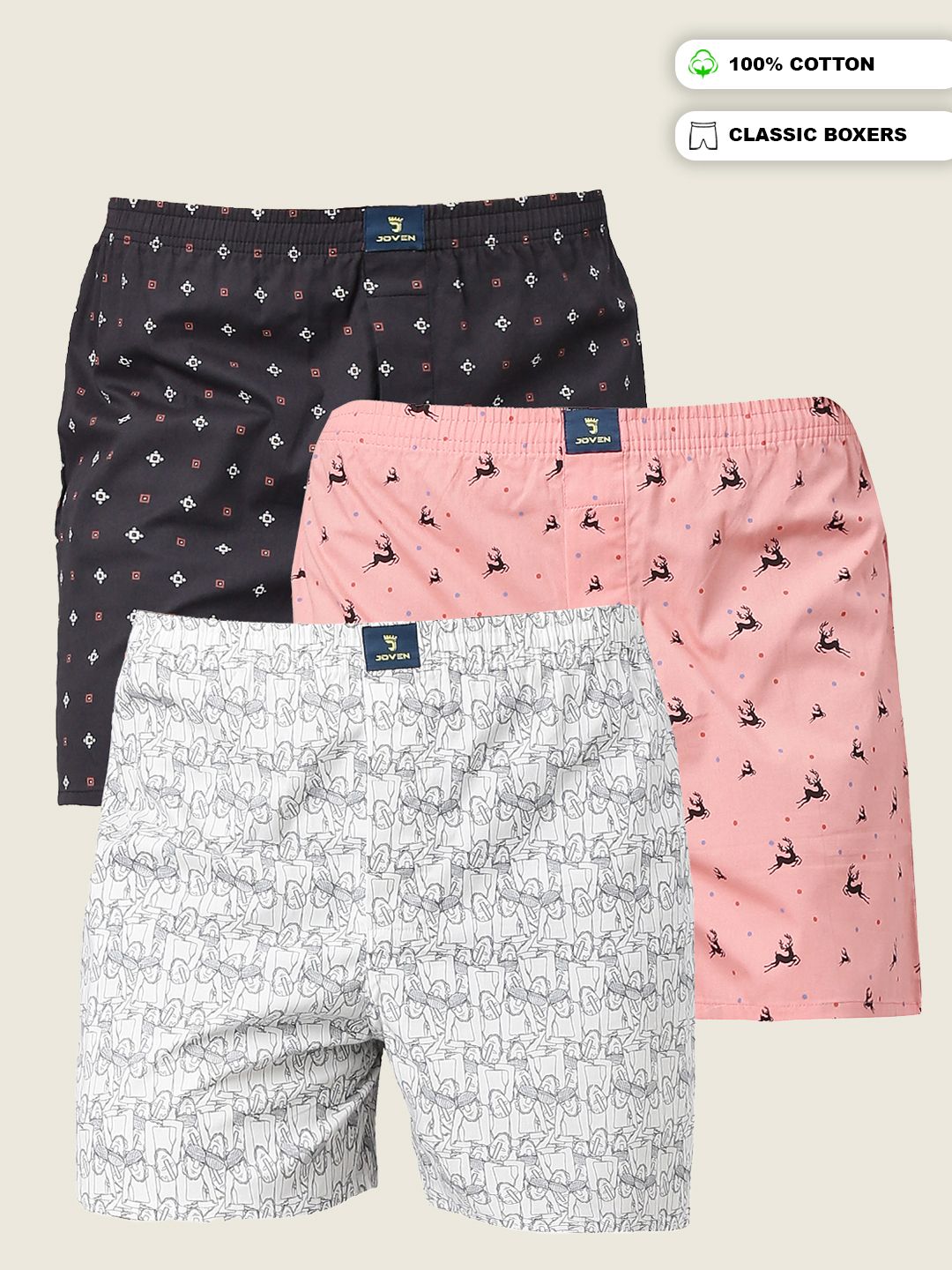 Pack of 3 Printed Men Boxer