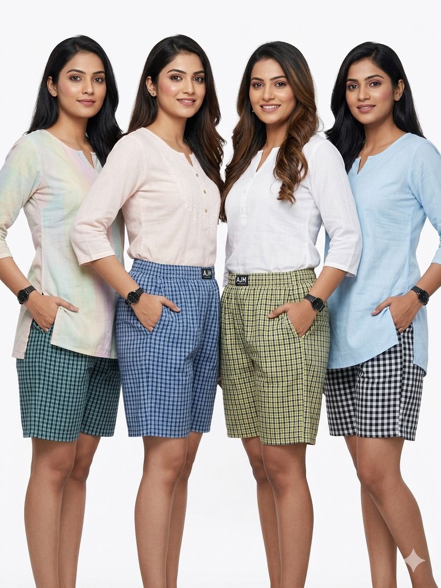 Pack of 4 Checkered Women Boxer-image-16