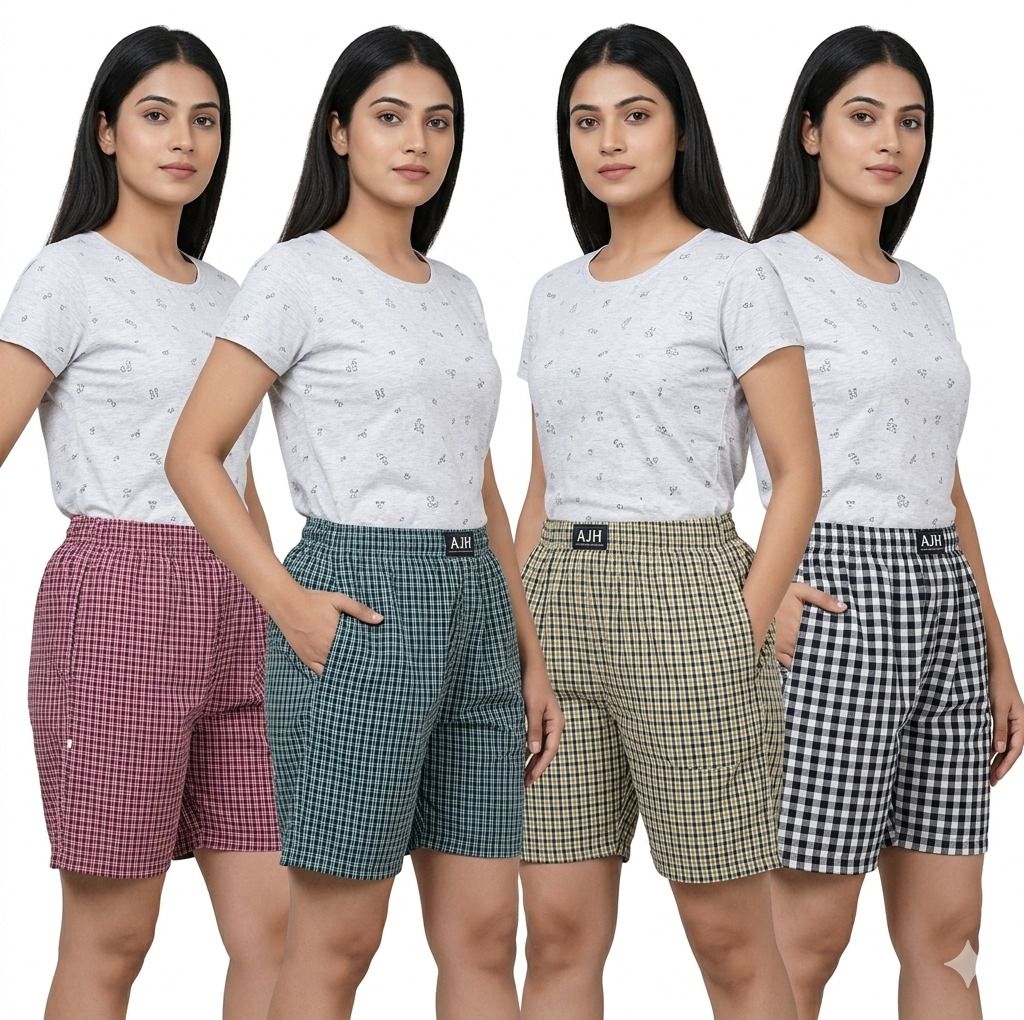 ajh fashion Pack of 4 Checkered Women Boxer-picture-24