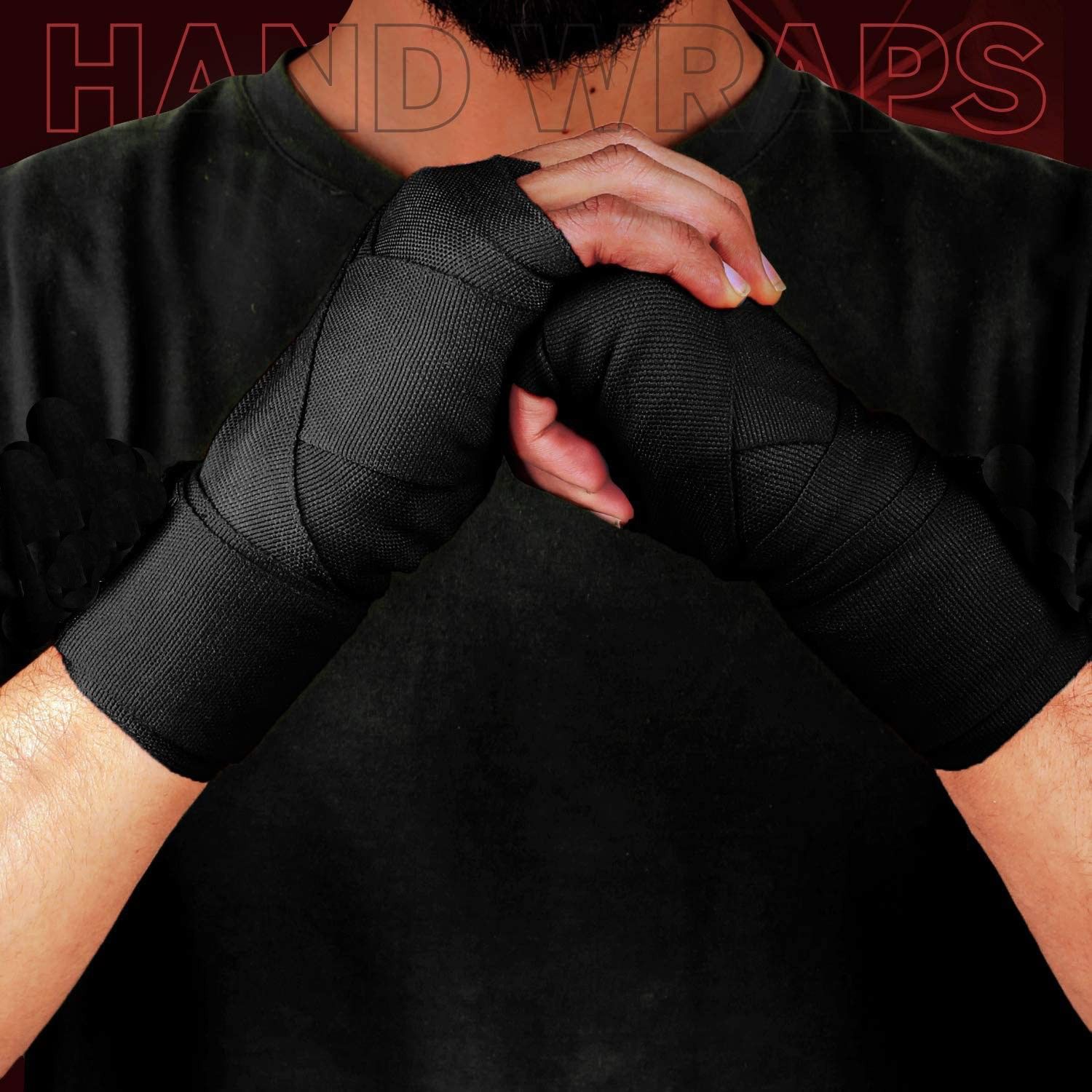 Boxing Hand Wrap Bandage Gloves For Men & Women (Black) Boxing Hand Wrap-image-2