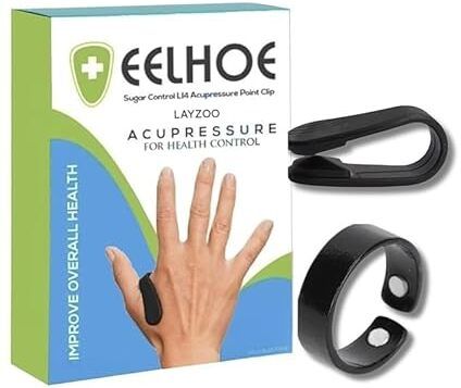 Shreeyogi Sugar Acupressure Clip and Magnetic Ring Set for Diabetic Care Bp Monitor Adapter