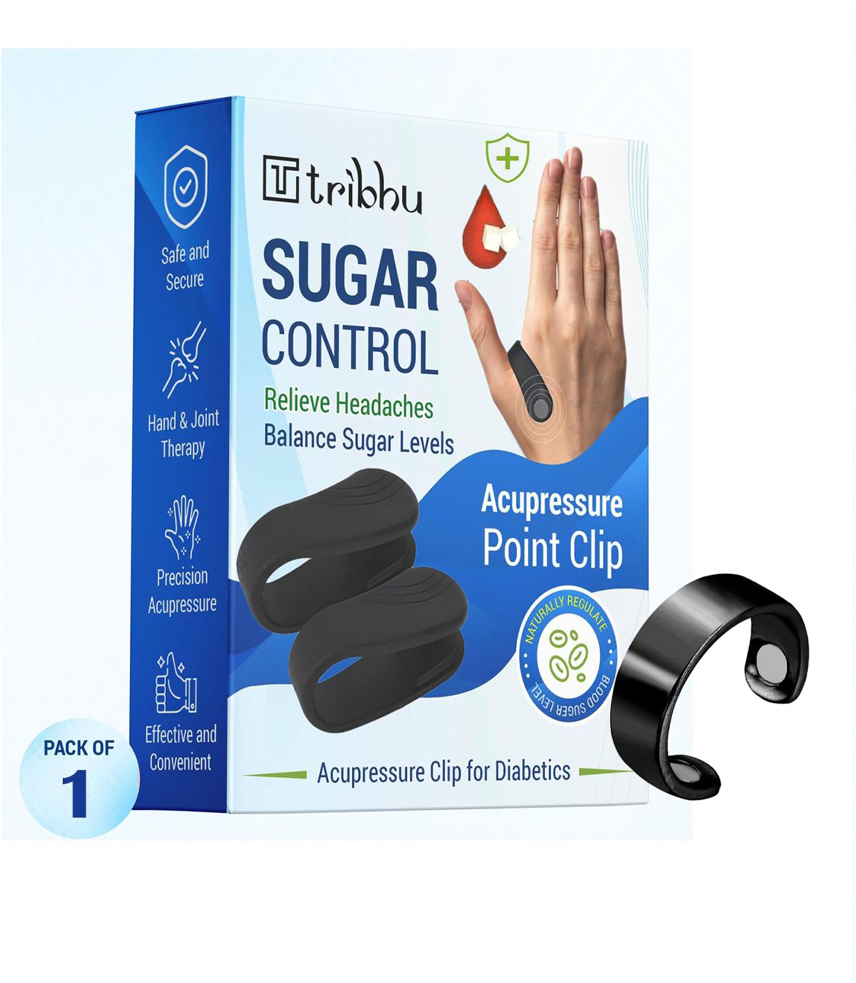 TRIBHU Sugar Control LI4 Acupressure Point Clip | Headache, Migraine &Tension Relief Bp Monitor Adapter