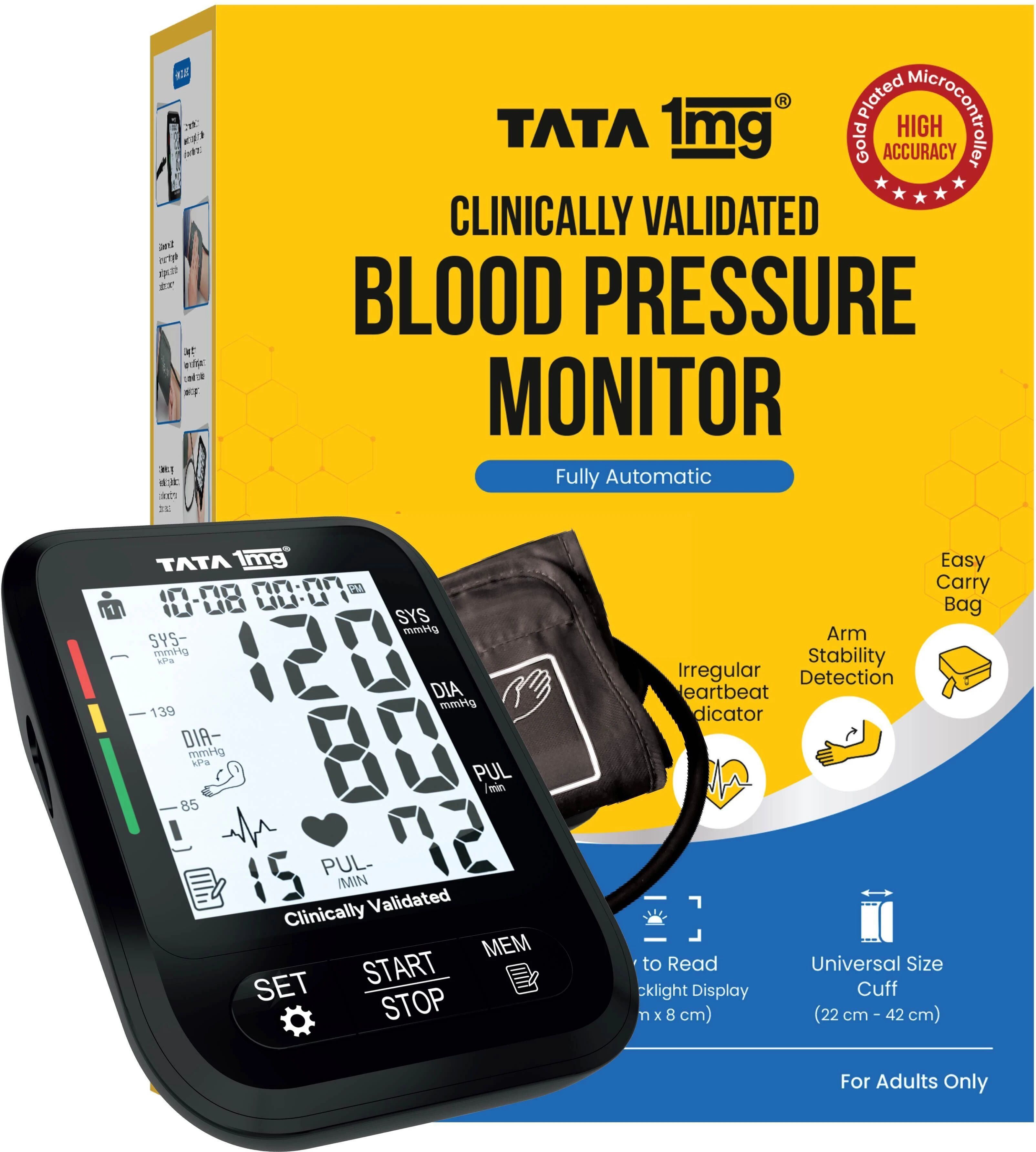 TATA 1mg BP-04 Clinically Validated Blood Pressure Monitor with Gold Plated Microprocessor Bp Monitor-image-46