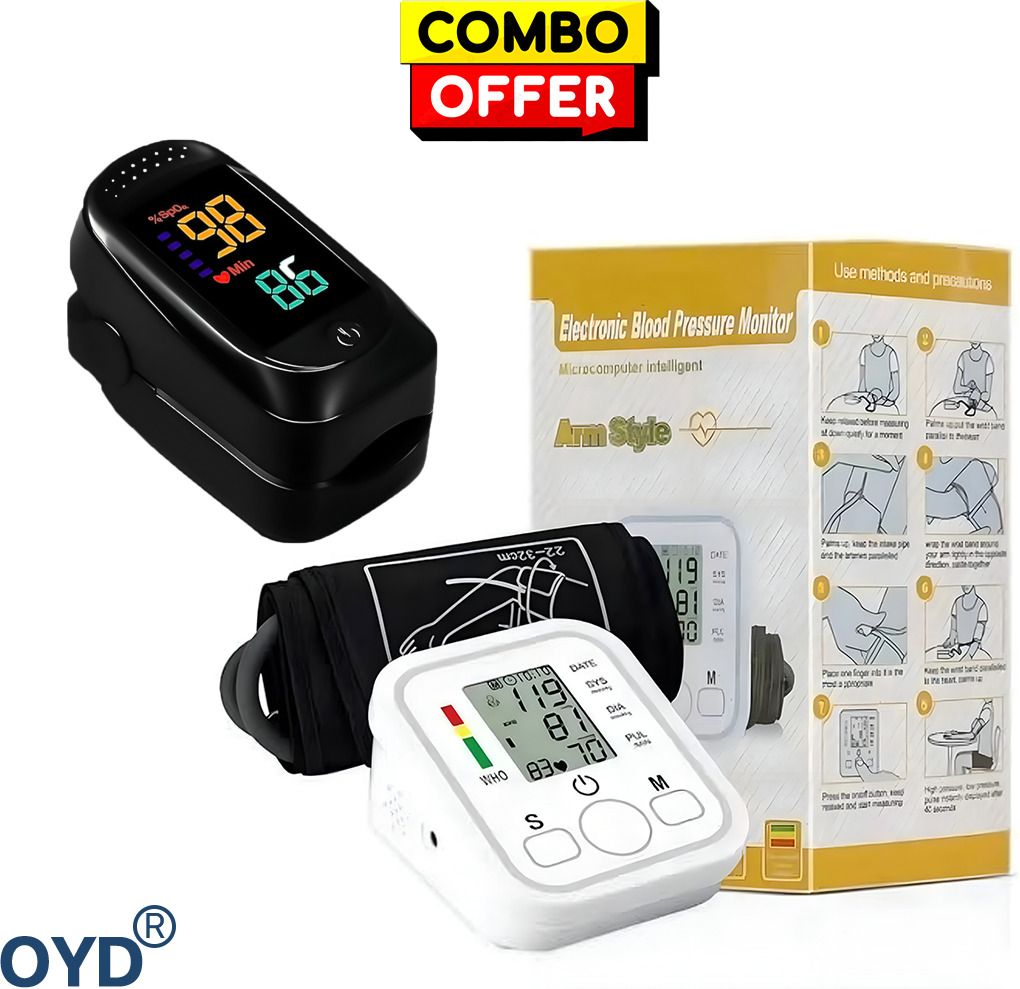OYD Digital BP Monitor with Large Screen and A2 Pulse Oximeter Combo with voice feature and 3 colour back light Bp Monitor-image-43