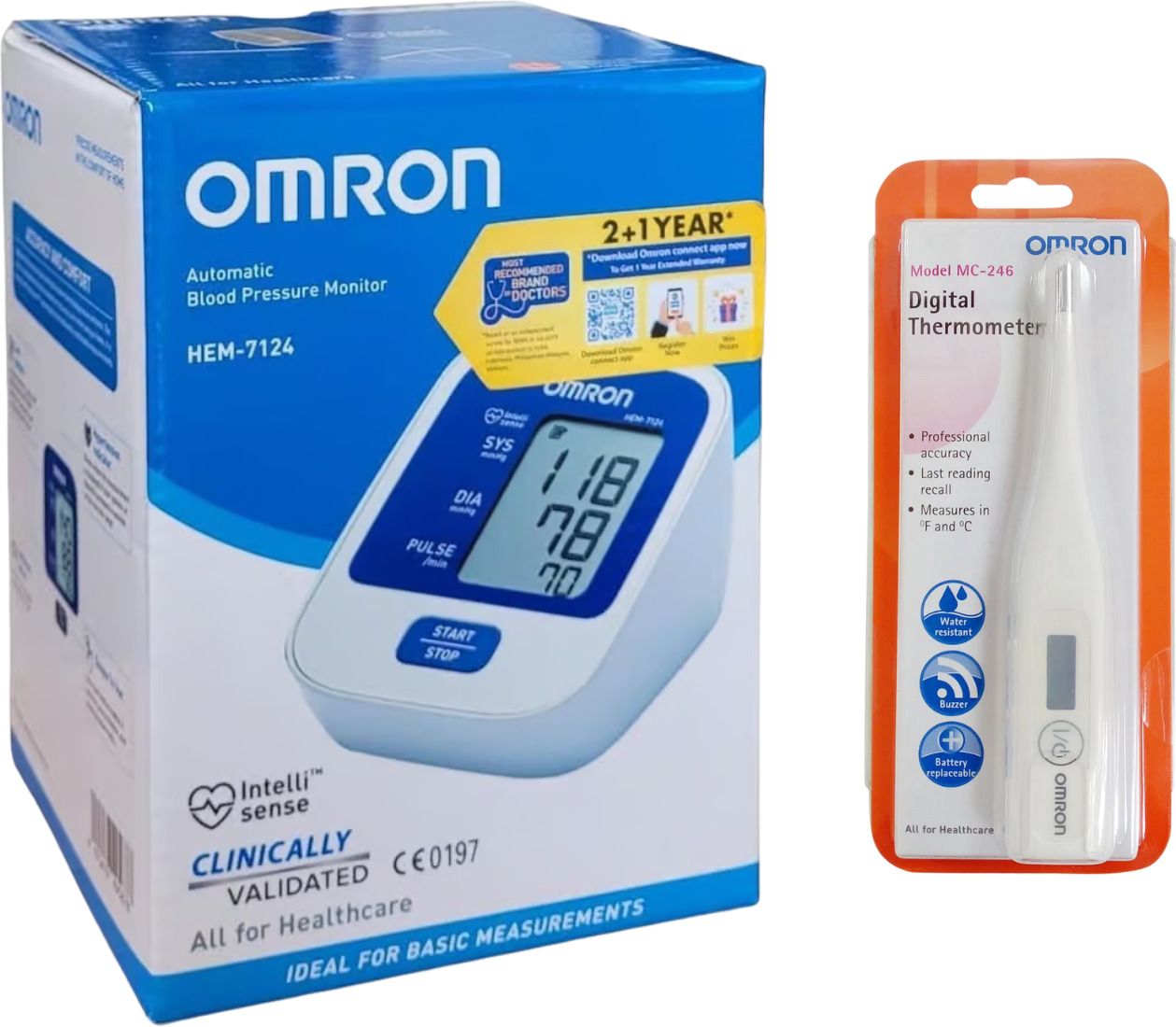 OMRON HEM-7124 Automatic Blood Pressure Monitor with Omron MC-246 Digital Thermometer (Combo Pack, 3 Years Warranty,) Bp Monitor-image-24