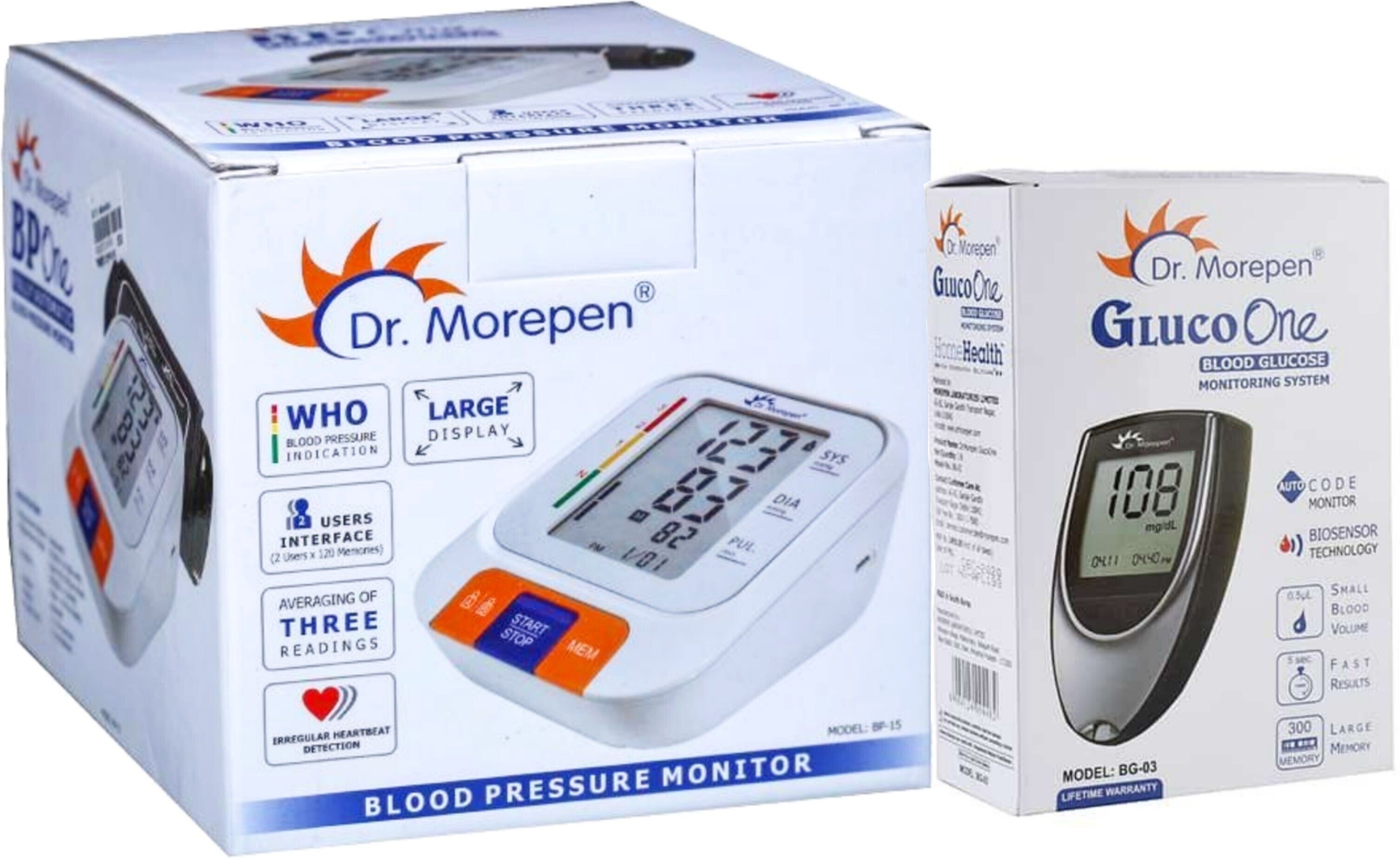 Dr. Morepen BP-15 Glucometer combo pack BP-15, Glucometer BG03 Bp Monitor-image-0